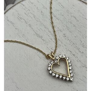 ALA 14k yellow gold & White Gold diamond heart necklace